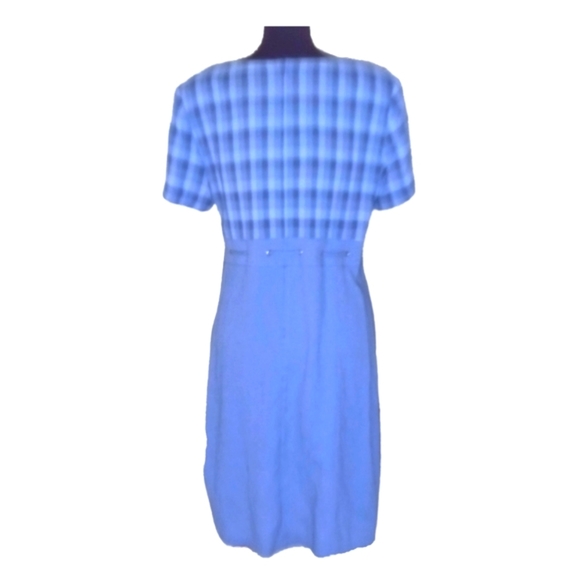 S.l Fashion dress vintage multi blue maxi with shoulder pads, size medium. - Picture 6 of 9